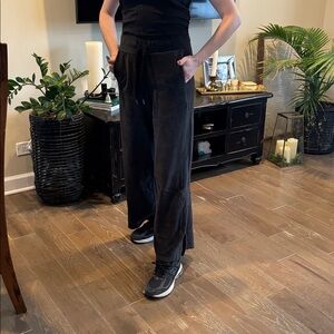 Lululemon Black Velvet Wide-Leg Pants